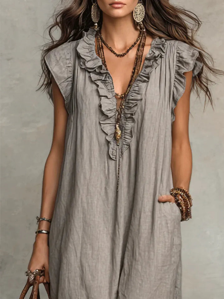 ビオレータ • ボヘミアンスタイルのリネンロングドレス